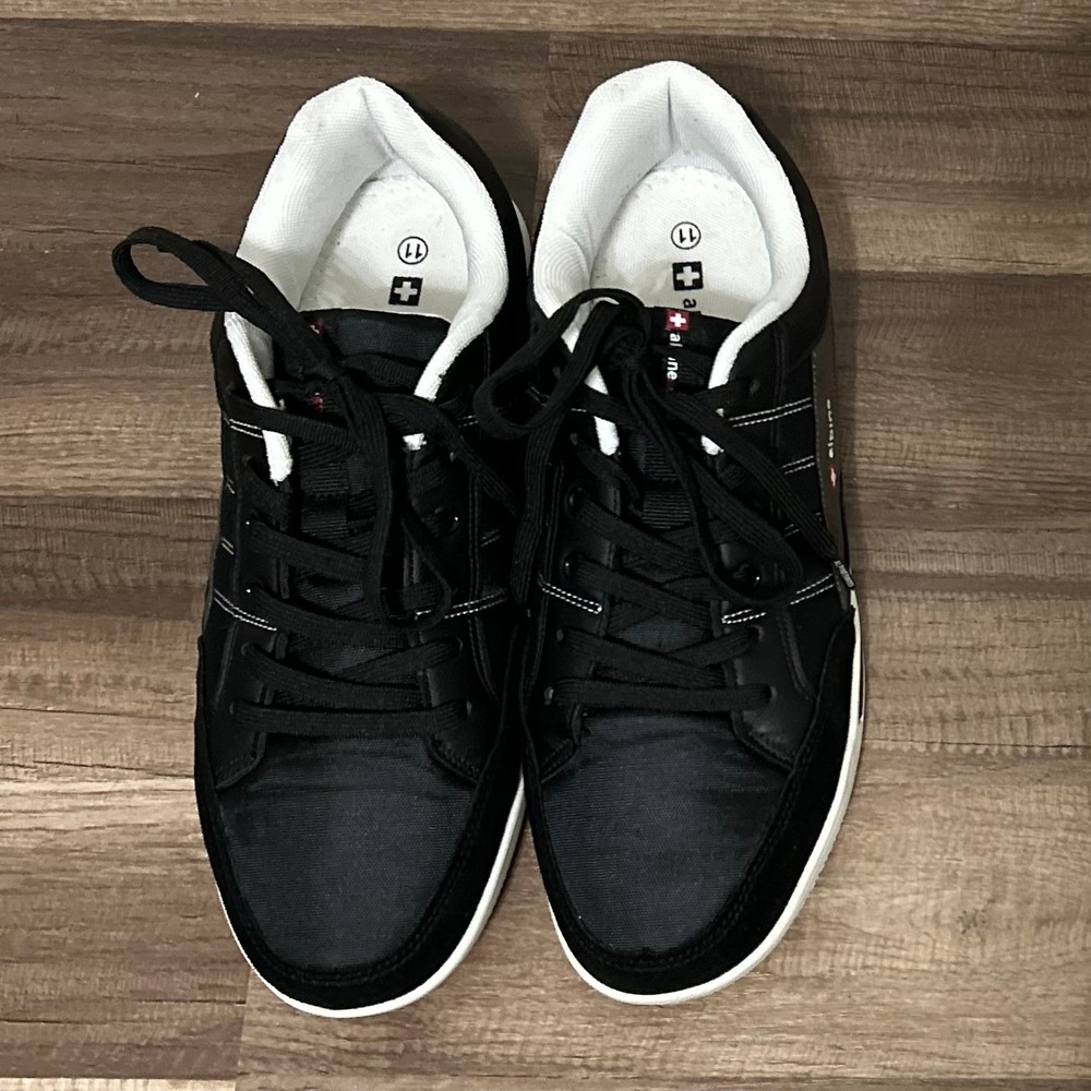 Alpine Swiss Sneakers Men's 11 Black Low Top Casual Urban Lifestyle Shoes STEFAN - Picture 6 of 13